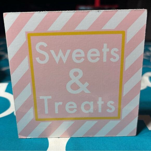 New Sweets & Treats Party Word Block Tabletop Sign NWT - Picture 2 of 6